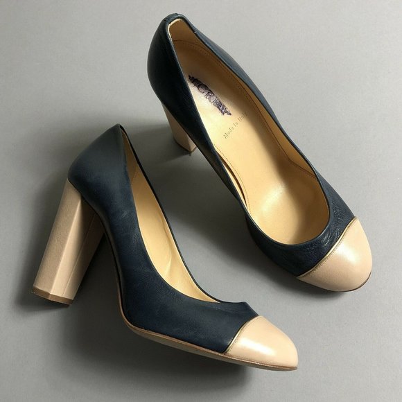 J. Crew Shoes - J. Crew Etta Pumps Navy Blue/Nude Cap Toe Heels